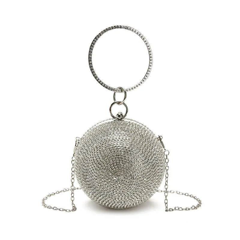 Silver round sales clutch bag