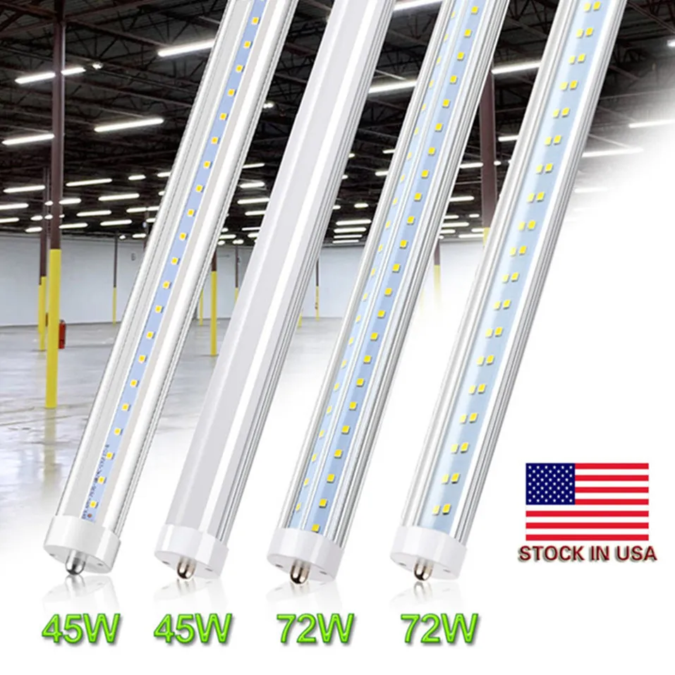 Luz de lâmpada LED de 8 pés 45W 72W FA8 Pé de tubo LED 8 PIN ÚNICO T8 TUBO LED LIGH