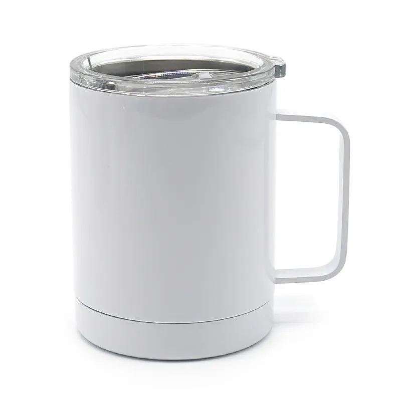 10oz Sublimacja Pusty Ze Stali Nierdzewnej Kubek Kubek Kubek z uchwytem Double Thermos Kubki Dla Dzieci Kubki Kumple do picia