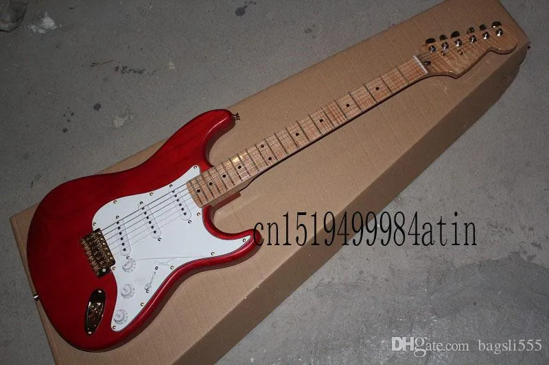 2022 Najwyższej jakości Red St Flame Maple Guitar Golden Hardware Custom Ciało Gitara elektryczna w magazynie