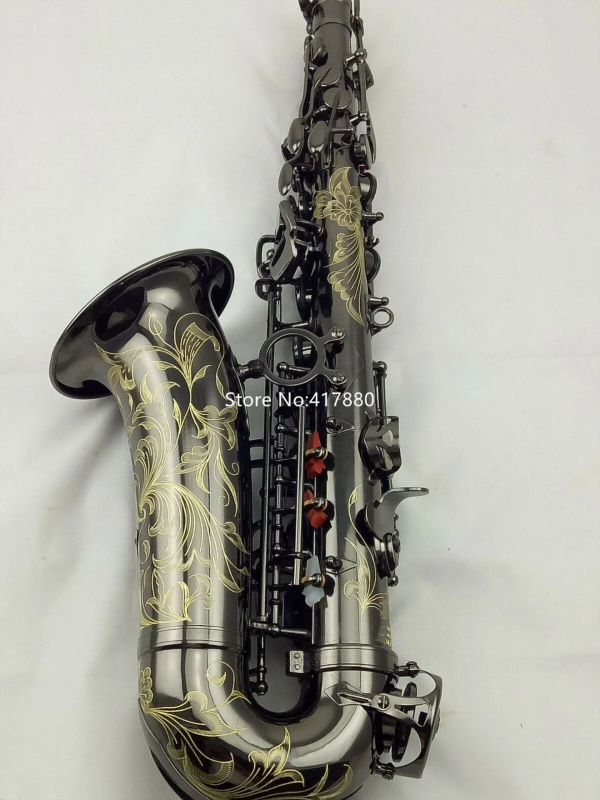 High Quality Eb Tune Alto Saxophone shiny black nickel plated Professional musical instrument with Case Free Shipping