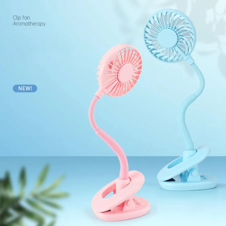 Cool Breeze Mini Fan Rechargeable Clip On Handheld Desk Light With LED