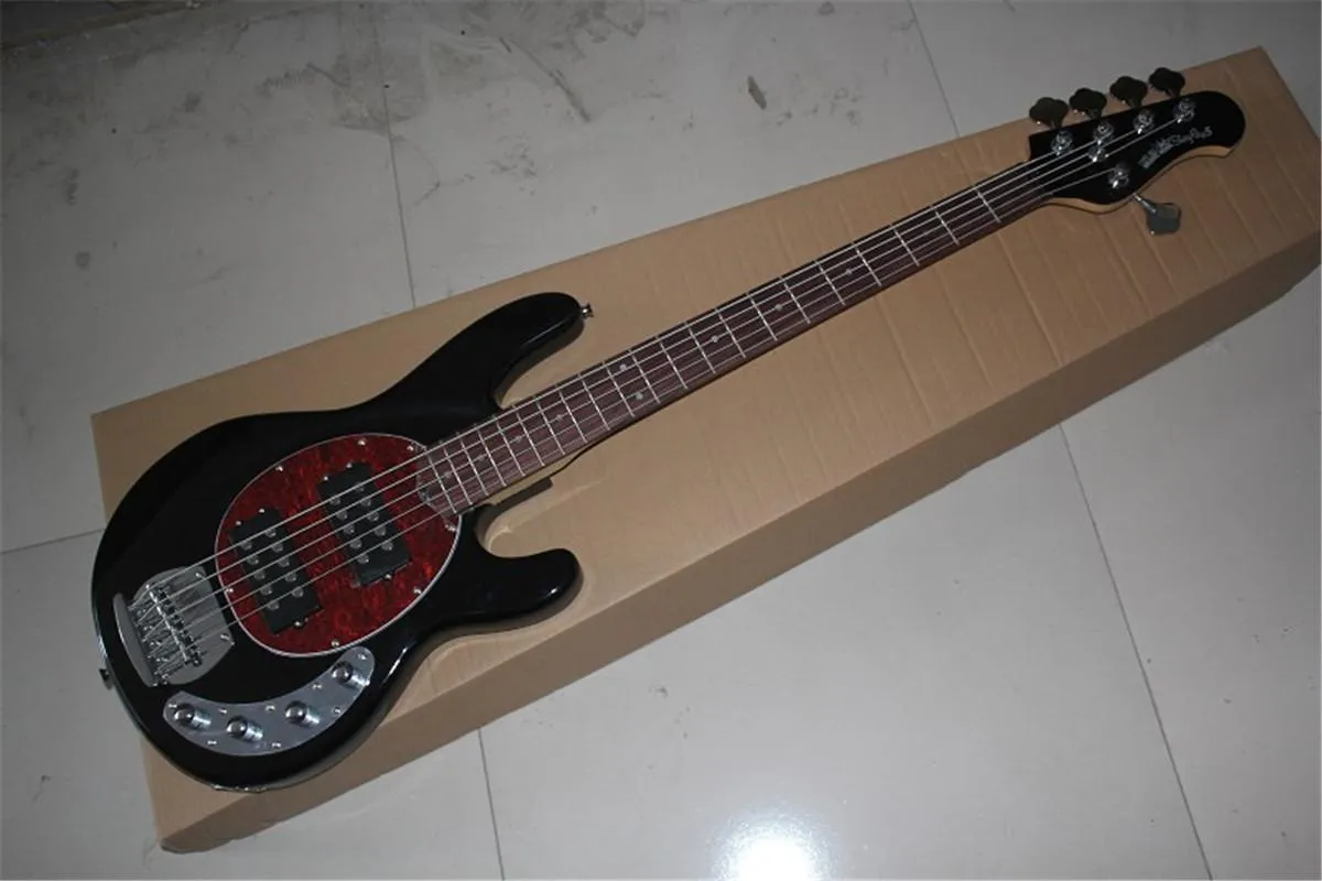 Hot Selling Ernie Ball Musicman Music Man Sting Ray 5 Strängar 9V Aktiv Pickup Black Electric Bass Guitar