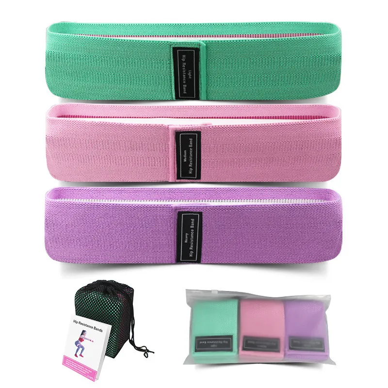 3pcs / set icke-glidande träning Yoga Resistens tjockt tygövning Bands Ställ resistansslingor för kvinnor Män Squat Glute Hip Training