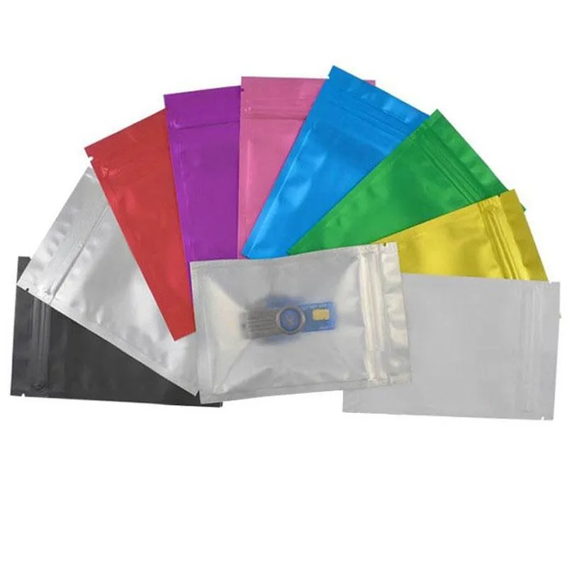 Nouveau 10x15 cm 100 pièces papier d'aluminium refermable sacs de stockage des aliments avant clair Mylar feuille Type feuille Baggie Mylar