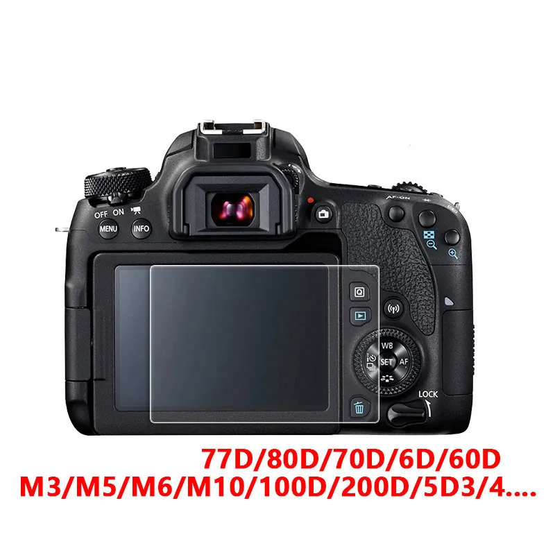 8H anti-scratch skärmskydd för Canon 70d 700d 6d 5DII 60D 600D 650D Camera Tuffad Glass Protective Film