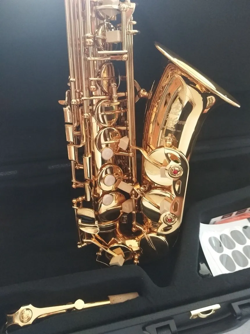 Saxofón Alto dorado de la mejor calidad YAS875EX Japón Marca Saxofón Alto E-flat instrumento de música con boquilla profesional
