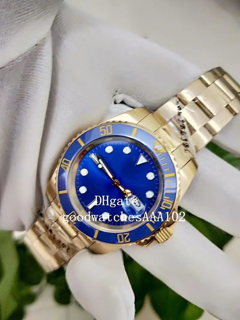 Asien ETA 2813 Rörelse Fabriksprodukti 40mm Blå Röja 18K Gul Guld M116618LB 116618 Sapphire Blå Luminescerande Mekanisk Automatisk