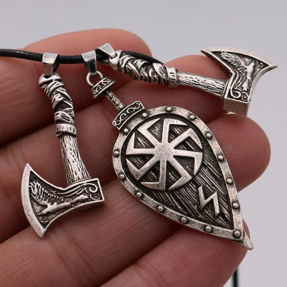 Collier Pendentif Viking Kolovrat - Acier Inoxydable, Symbole Slave, Longueur 60 Cm