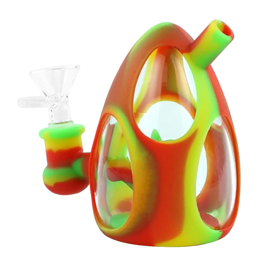 Hookahs 4.4" dinosaurus ei unieke vorm siliconen waterpijp met glazen kom olie rook dab rig