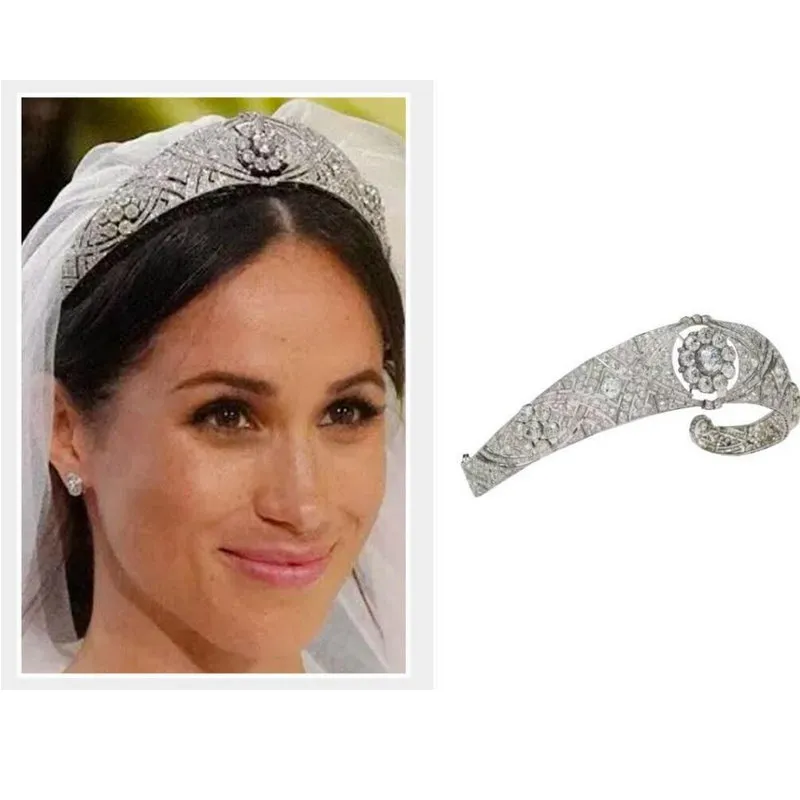 Luxo austríaco strass Meghan princesa de cristal nupcial Tiaras Crown Diadema Para Mulheres Acessórios de cabelo do casamento Y200807 Jóias