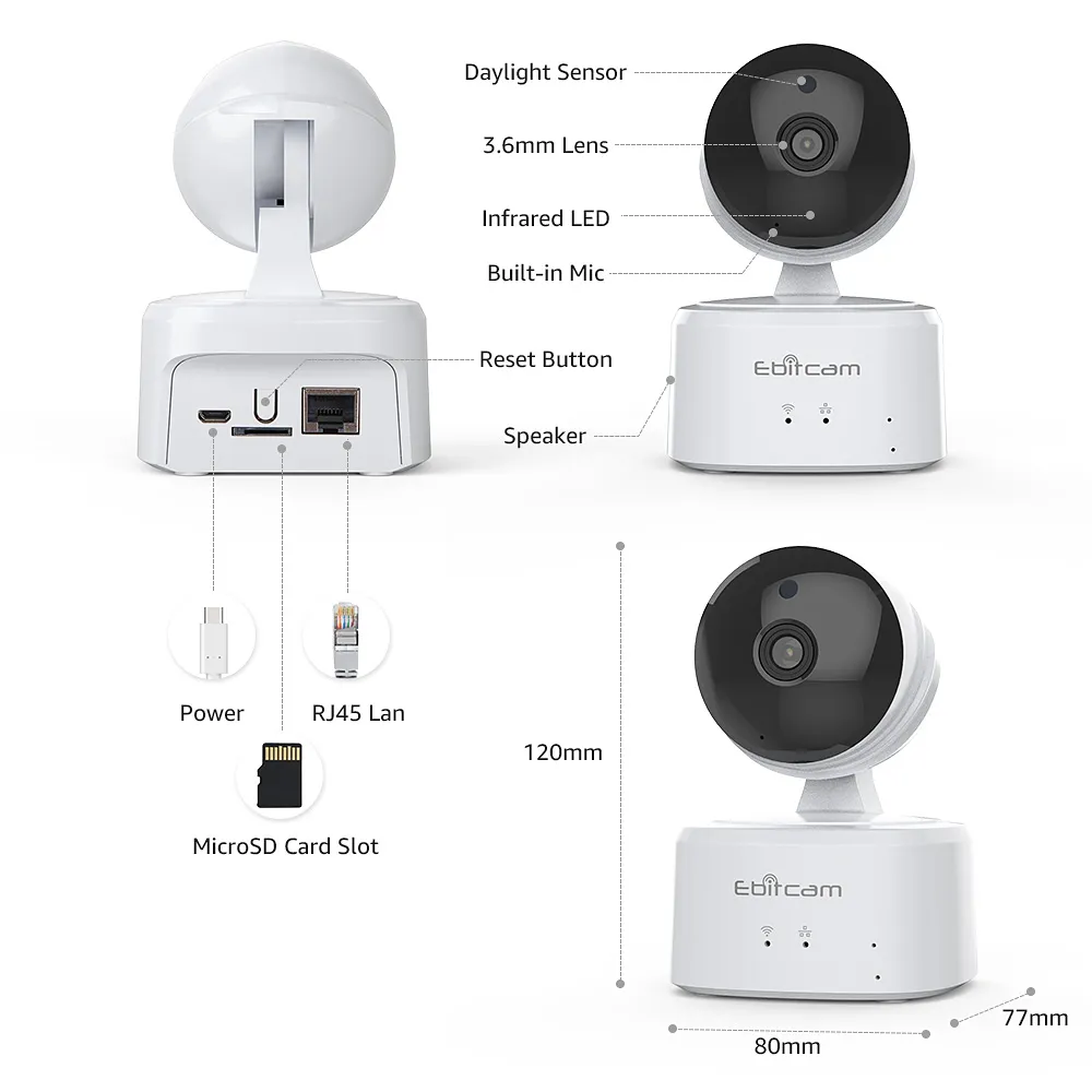 Freeshipping Cloud Computing IP-kamera WiFi SD-kort Super Långtidsinspelning 1080p IP-kamera WiFi Inomhusövervakningskameror CCTV