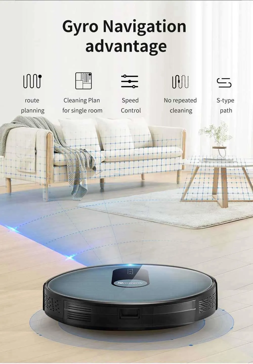 Robot Vacuum Cleaner Proscenic 820P Smart Planned Carpet Cleaner 1800Pa Suction with Wet Cleaning Washing Smart Robot for Home (10)
