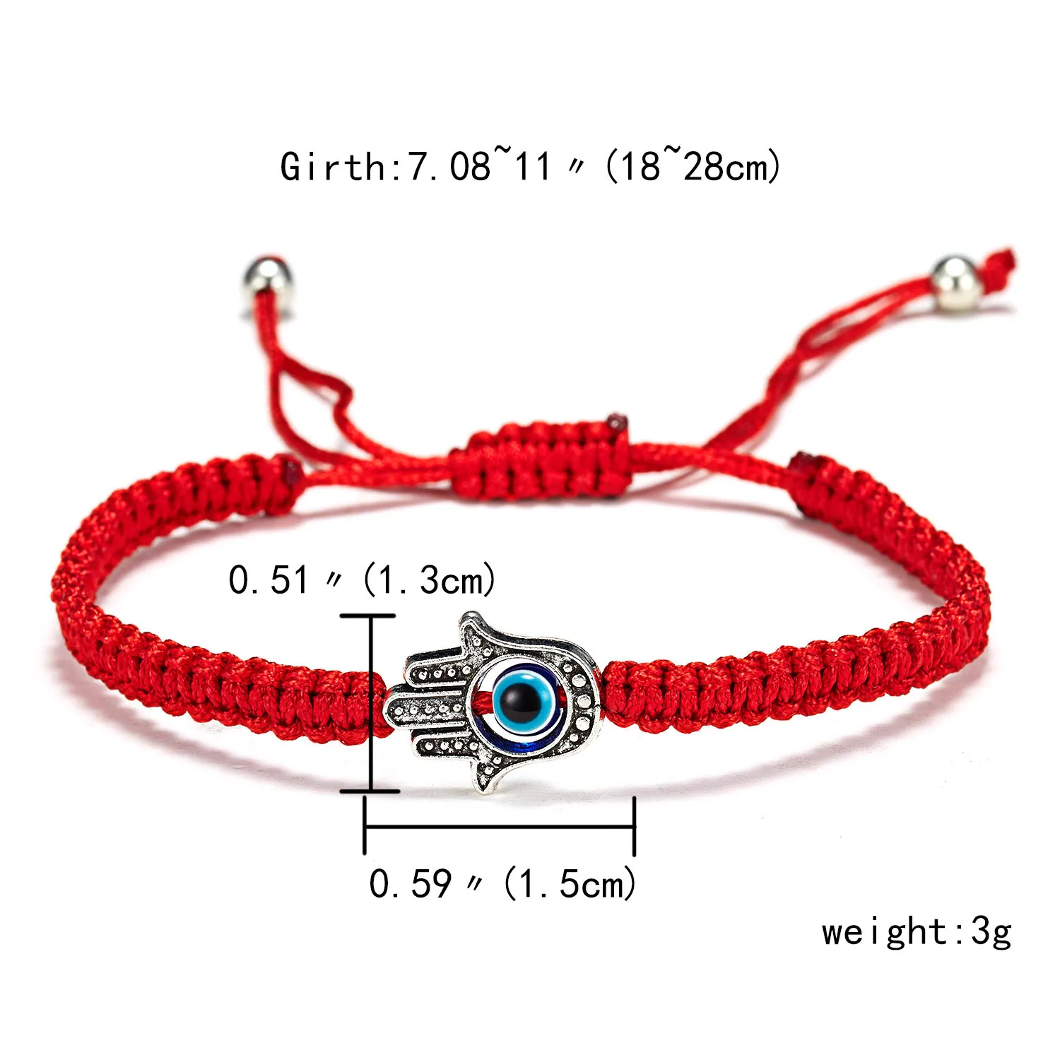 Bracelet Kabbale Rouge Avec Main Hamsa Et œil - Protection Chance Judaica - Lot 3