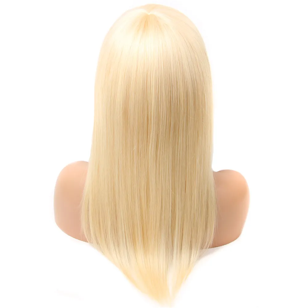 Braziliaanse Capless Pruiken 613 # Kleur Body Wave Virgin Haar 10-30inch Blonde Mechanisme Pruik 100% Menselijk Haar Straight204F