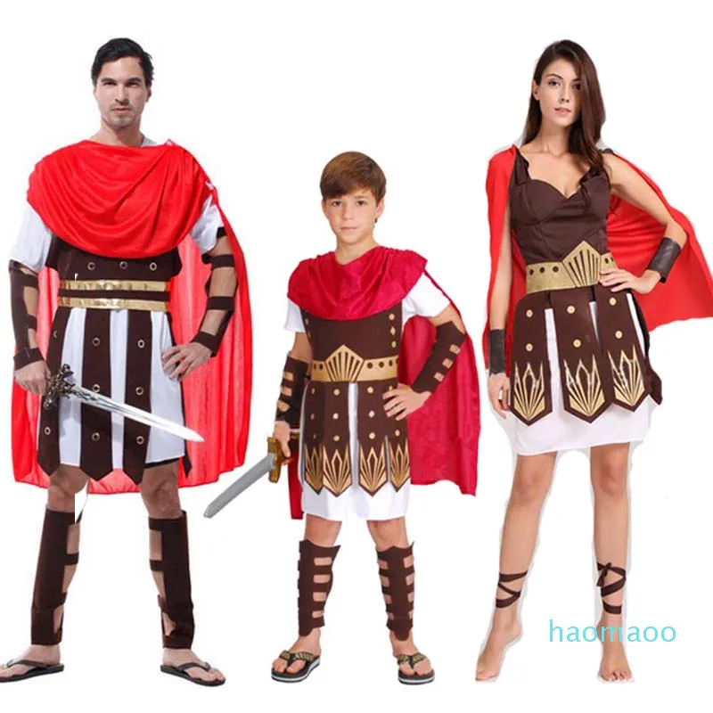 Moda-Kadınlar Adam Çocuklar Erkek Antik Roma İtalya Savaşçı Asker Cosplay Kostüm Partisi Fantezi Elbise Hallowmas Karnaval Masquerade