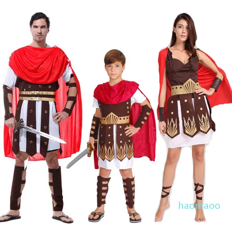 Mode-Femmes Homme Enfants Garçon Rome Antique Italie Guerrier Soldat Cosplay Costume Fête Fantaisie Robe Hallowmas Carnaval Mascarade