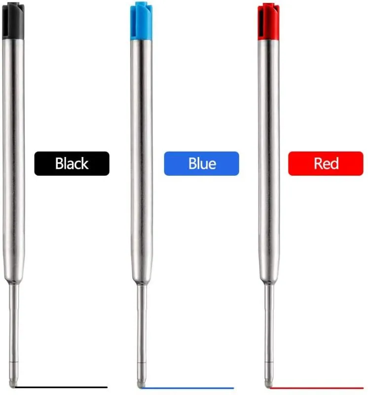 Recharges 10 pièces stylo à bille en métal bleu rouge noir encre moyen stylos à bille recharge pour Parker école bureau papeterie fournitures