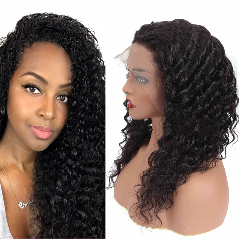 Partihandel Human Hair Lace Front Pärlor Deep Wave Straight Kinky Curly 13 * 4 Lace Front Wig 8 "-24" Fabriksuttag Billiga Gratis frakt