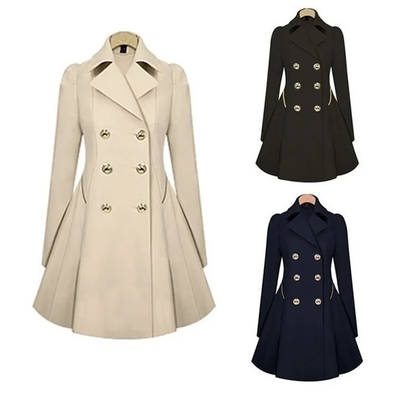 ZOGAA 2020 Nya Kvinnor Trench Coat Höst Kvinnor Dubbelbröst Varm WinDbreaker Causal Long Ladies Trench Coat Kvinna Plus Storlek