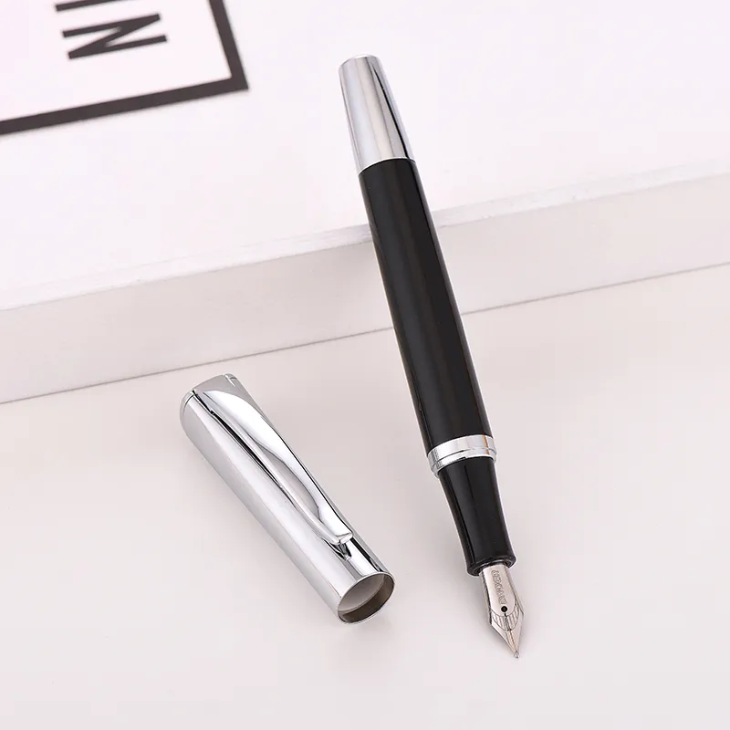 Baoer Black Ink caneta Oferta especial Office Fountain Pen Luxury Office fornece tinta de tinta 0,5 mm de escrita de líquido Pluma Fuente Vulpen