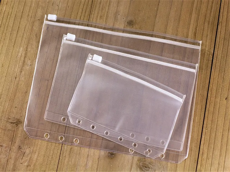 6-hole loose-leaf Receipt storage bag A6 Transparent zipper bag Waterproof transparent document bag school supplier A07