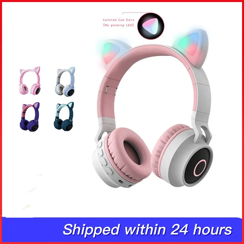 Orecchie di gatto stile carino Cuffie da gioco con fascia Bluetooth senza fili per regalo Grils Cuffie colorate BT 5.0 Cuffie Bluetooth di bellezza