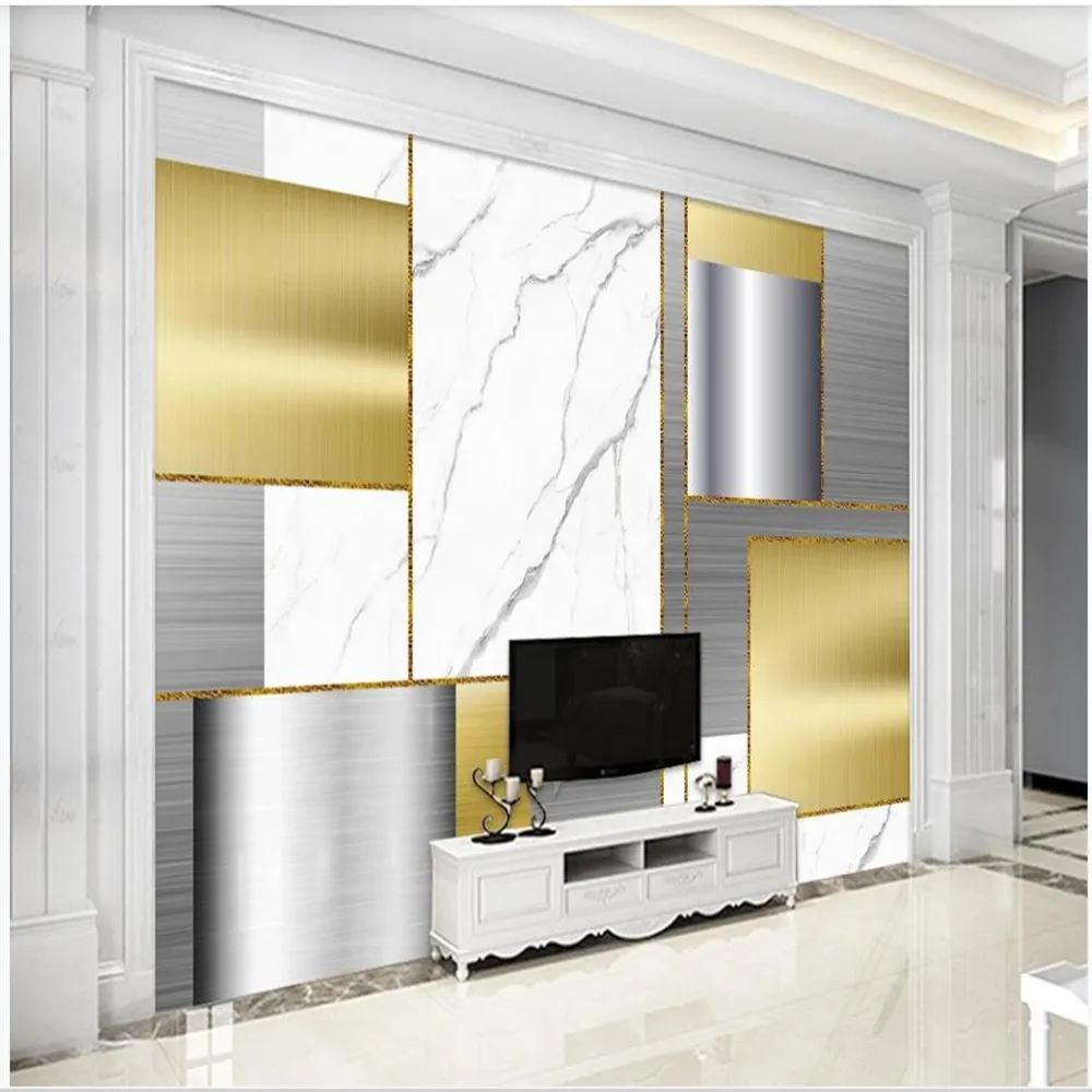 fond d'écran pour les murs 3 d pour le salon 3d marbre géométrique stéréo papiers peints mur mosaïque fond TV moderne et minimaliste