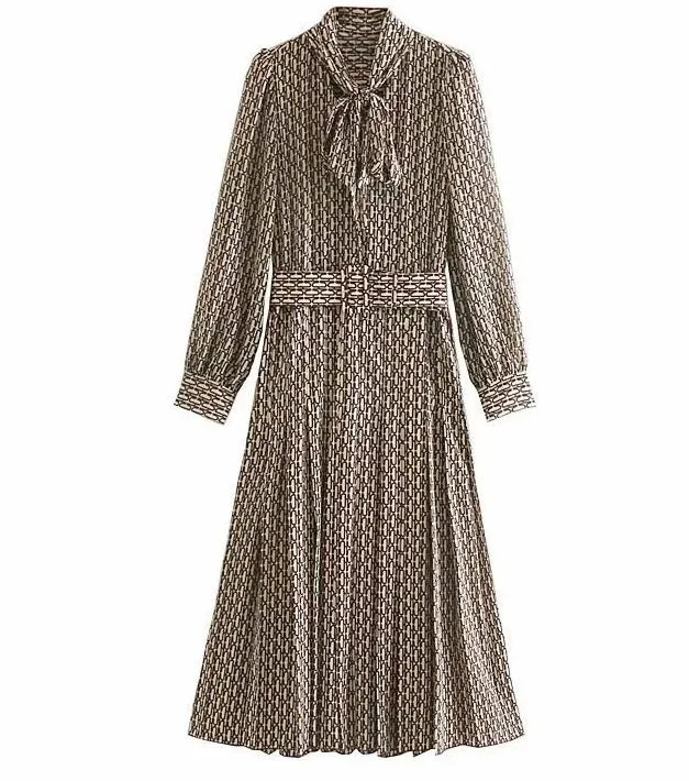 Acquista Donne Elegante Abito Lungo Con Cintura A Catena Stampa Papillon  Collo Ufficio Signora Shirt Dress A Maniche Lunghe Pieghe Abito Abiti A  $25.76 Dal Fashionshopaaa | It.DHgate.Com