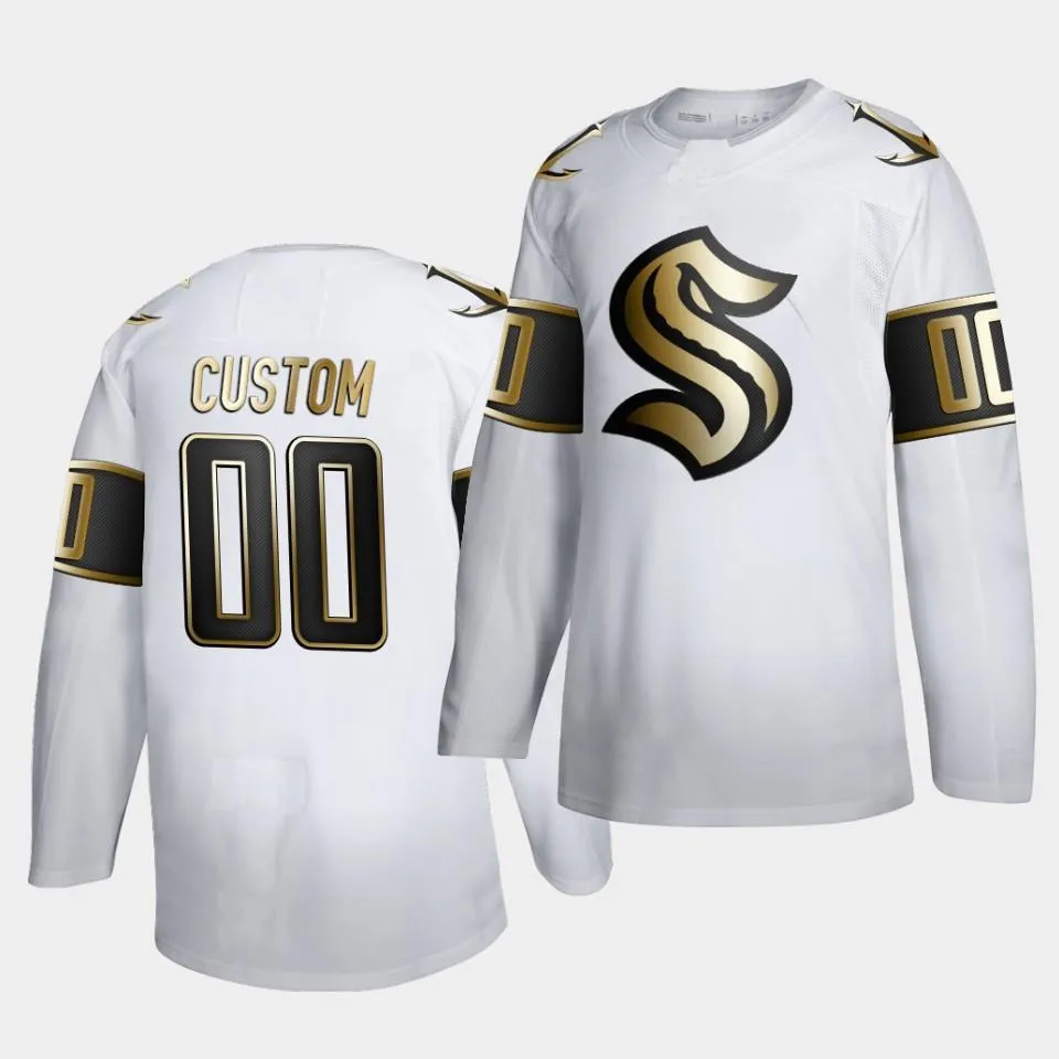  Kraken Golden Edition Jersey 32th New Team 32 KRAKEN Custom Mens Womens Youth Any Name Any Number Hockey Jerseys