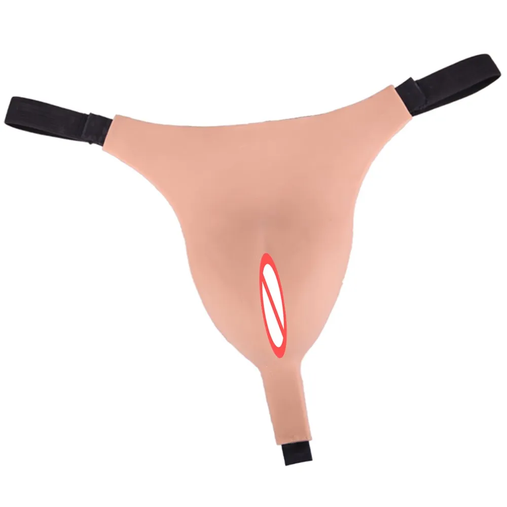 Mutanda in silicone Nascondere il pene Proteggere la biforcazione Forma della vagina finta per Crossdresser Transgender Trans Sissy Dragqueen Stage Movie prop