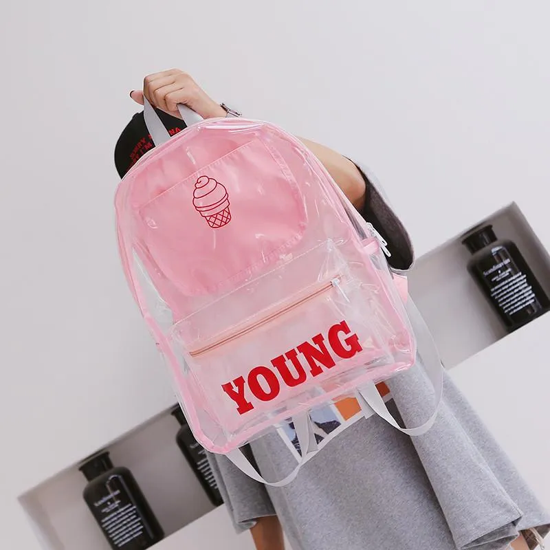 New- Backpack For Travel Color Transparent Shoulder Bag School Bag College Wind Casual Student 2019