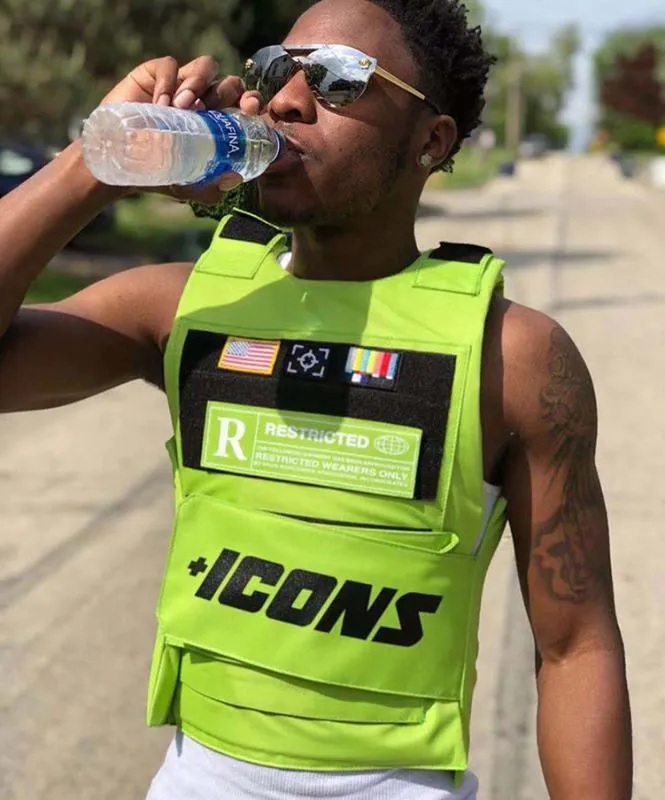 سترات الرجال 2023 Hiphop MC Vest Bar Tank Top Fashion Design Street Icons