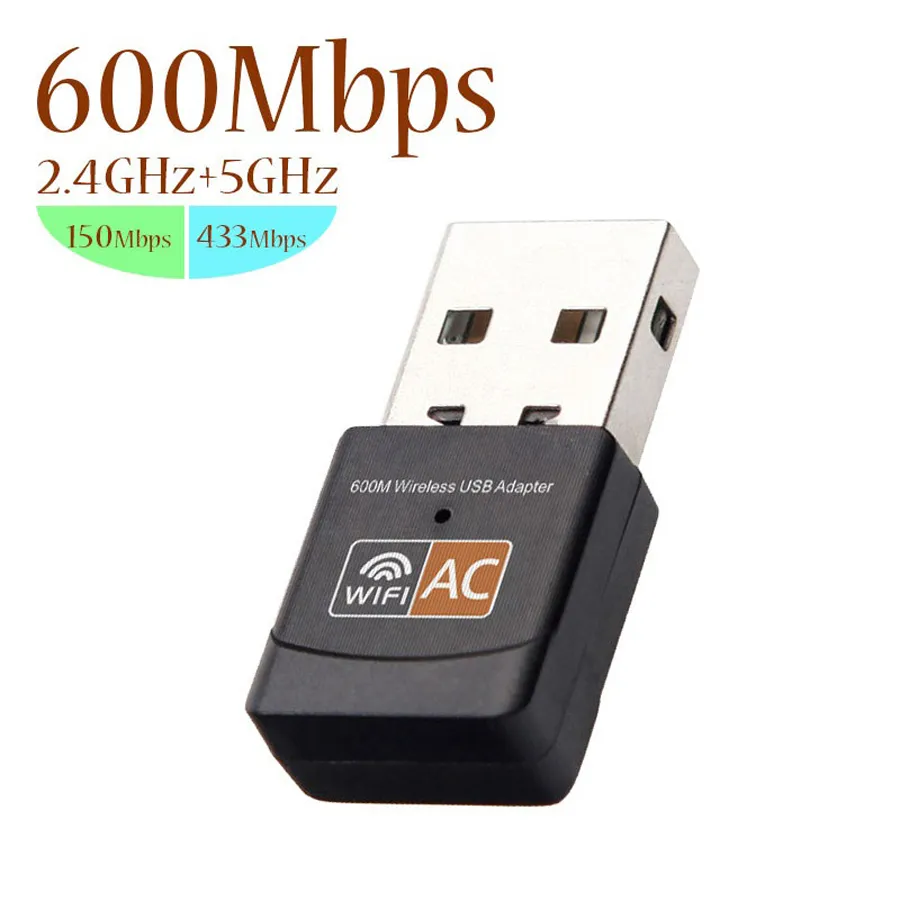 USB-WLAN-Adapter, 2,4 GHz, 5 GHz, 600 Mbit/s, WLAN-Antenne, Dualband 802.11b/n/g/ac, Mini-Wireless-Computer-Netzwerkkartenempfänger