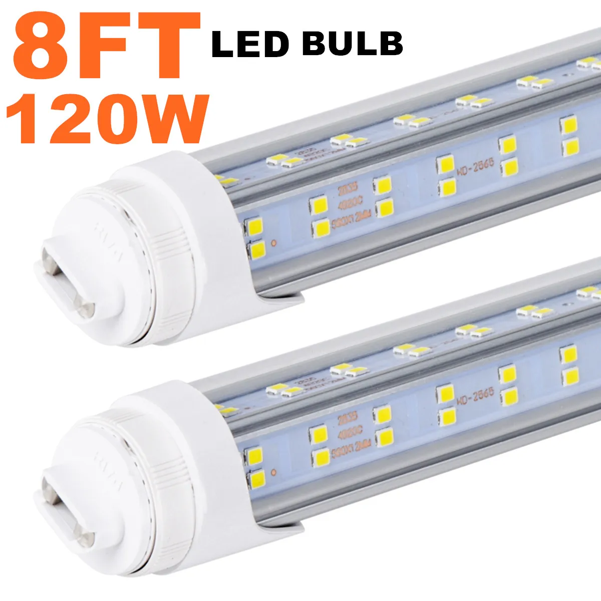 20Pack R17D/HO 8FT LED Tubes, Rotate V Shaped, 120W (Replacement for F96T12/CW/HO 150W), Cool White 6500K Clear Lens,T8/T10/T12 Replacement