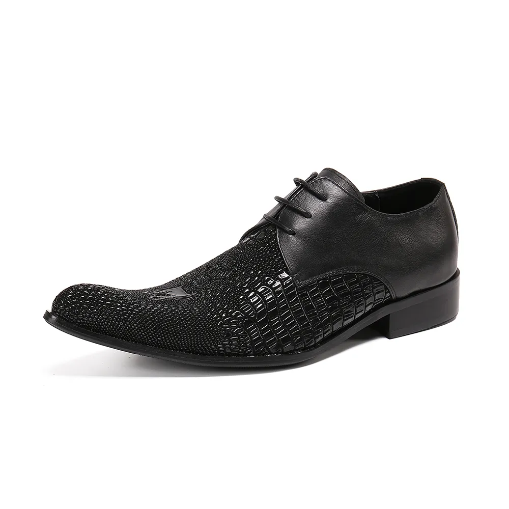 Chaussures italiennes de luxe pour hommes, robe d'été vintage, chaussures de bal élégantes pour fête de mariage, chaussures en cuir à bout pointu en peau de crocodile