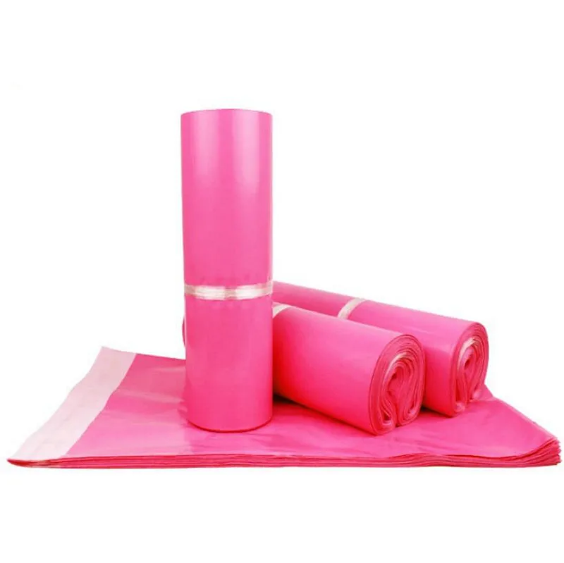 Busta per spedizione in plastica rosa Poly Mailer Busta per imballaggio express autoadesiva Busta per busta 100 pezzi 1 lotto Commercio all'ingrosso di molte dimensioni Opzionale DW98