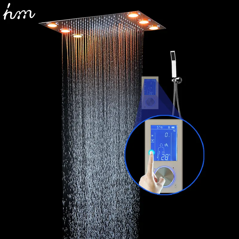 Smart Thermostatic Touch Screen Shower Set 500*360mm Embedded Ceiling