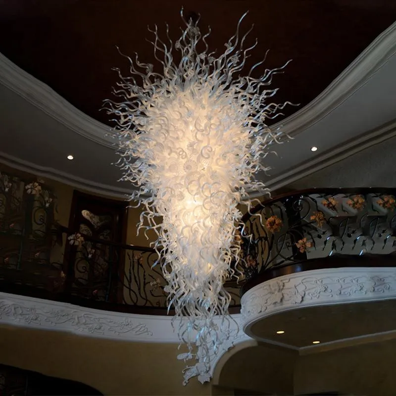Lyxig villa trappa ljuskrona 100% mun blåst borosilikat Murano glas konst inredning stil moderna stora ljuskronor ljus