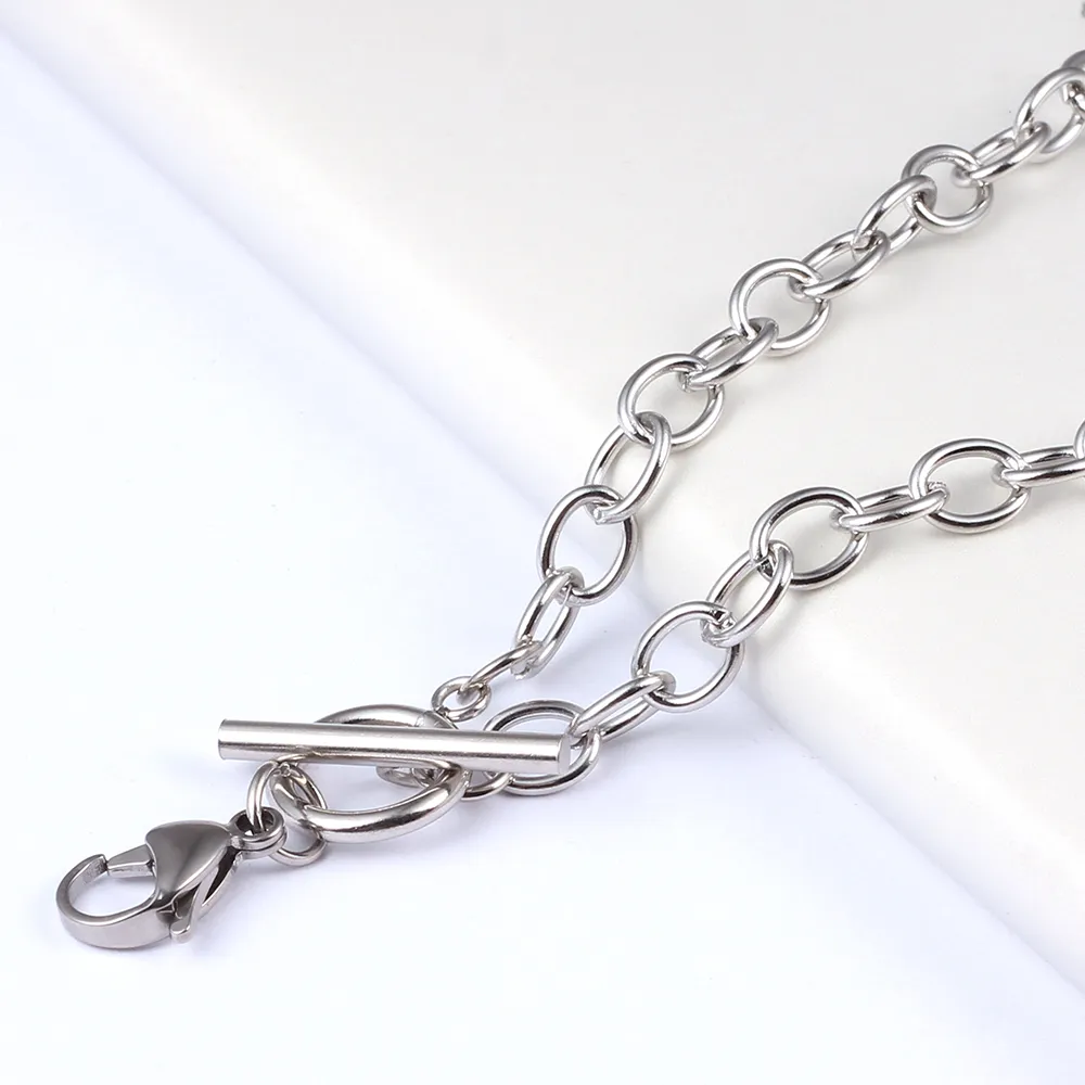 10PCS/Lot Silver/Rose gold/Gold 316L Stainless Steel Toggle Chain Floating Locket Pendant Necklace Wholesale