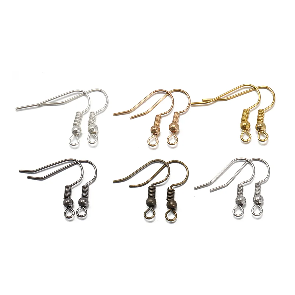 200PCS Metal Ear Hook Wire Clasps med pärla Charms Örhängen Fit DIY Kvinnor Örhängen Tillbehör för smycken Göra fynd