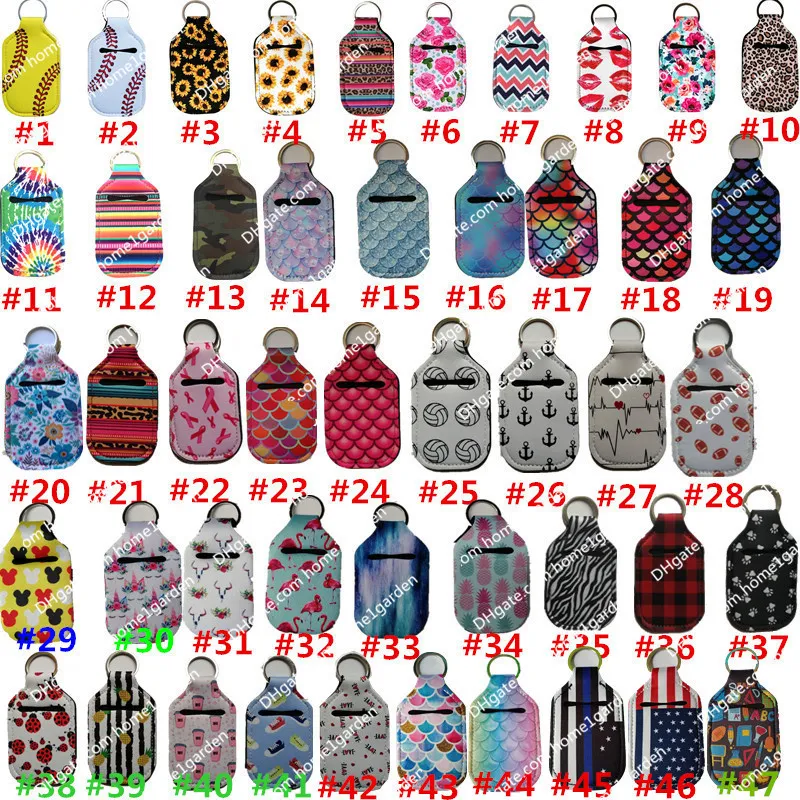 30 ml Hand Sanitizer Holder Keychain Party Favor Mini Bottle Cover Square 195 Färger