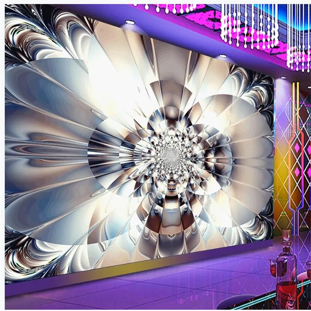 カスタム3D壁紙シルバーダイヤモンドの壁紙バーフロントKTV背景壁3D壁画のための壁紙