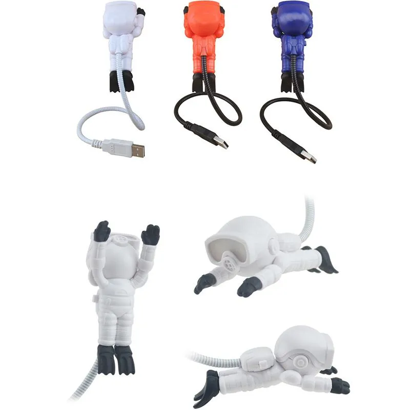 Night Light USB LED Läslampa Kreativ Spaceman Astronaut Ögonvård Flexibel USB Light LED Laptop Lampa