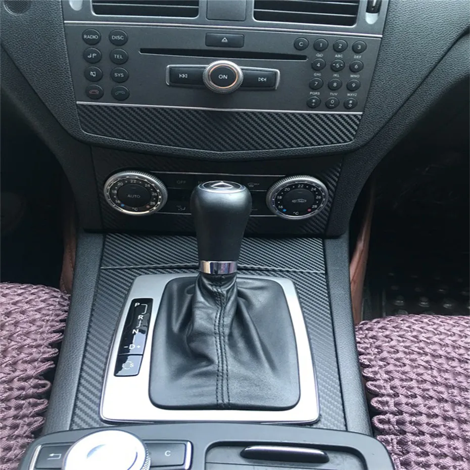 Yctze Autocollant Fibre De Carbone Console Centrale Mercedes Classe C W204 (2007-2010) – Panneau Décoratif Écran Intérieur Luxe