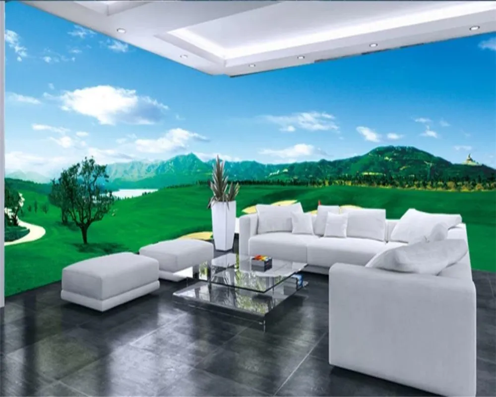 3d Wallpaper for Bedroom Beautiful Big Picture Green Golf Course Background WallRomantic Scenery Silk 3d Mural Wallpaper