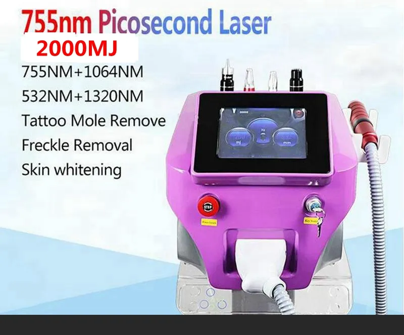 Tattoo-borttagningsmaskin 4 våglängd 532nm 755nm 1064nm 1320nm Picosecond Pico Laser Skin Care Equipment