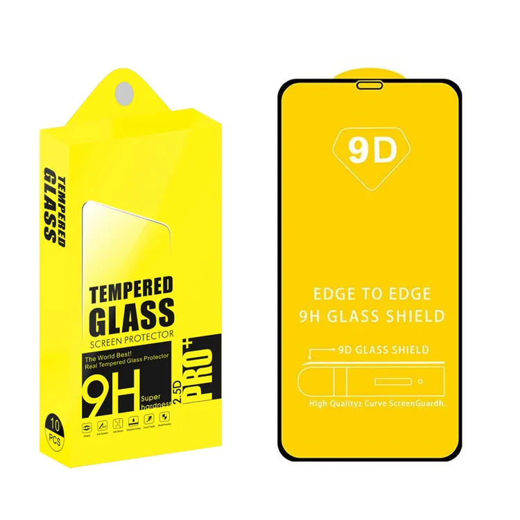 Com a caixa de varejo 9d cola completa vidro temperado para iPhone 5 6 7 8 mais 11 Pro x xs xr max protetor de tela