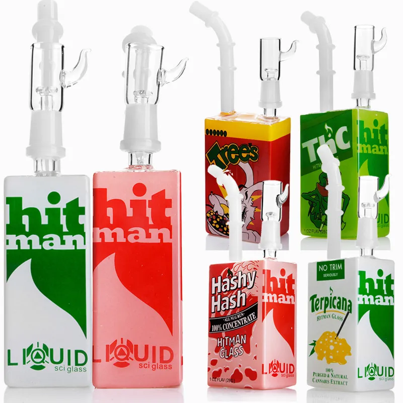 hookahs Mixed Style Bong Juice Cereal Box Heady Pipes with Ceramic Vapor Dome Removable Mouthpiece 14mm Joint Bowl