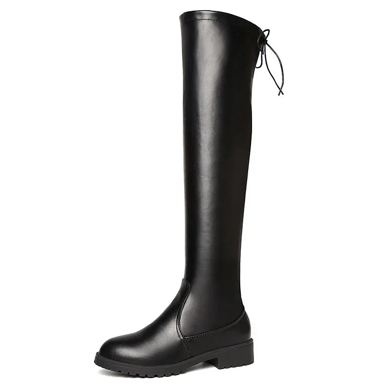 Slim Boots Sexy Over The Knee High Pu Women Snow Women`s Fashion Winter Thigh Shoes Woman Feminina Leather Boots
